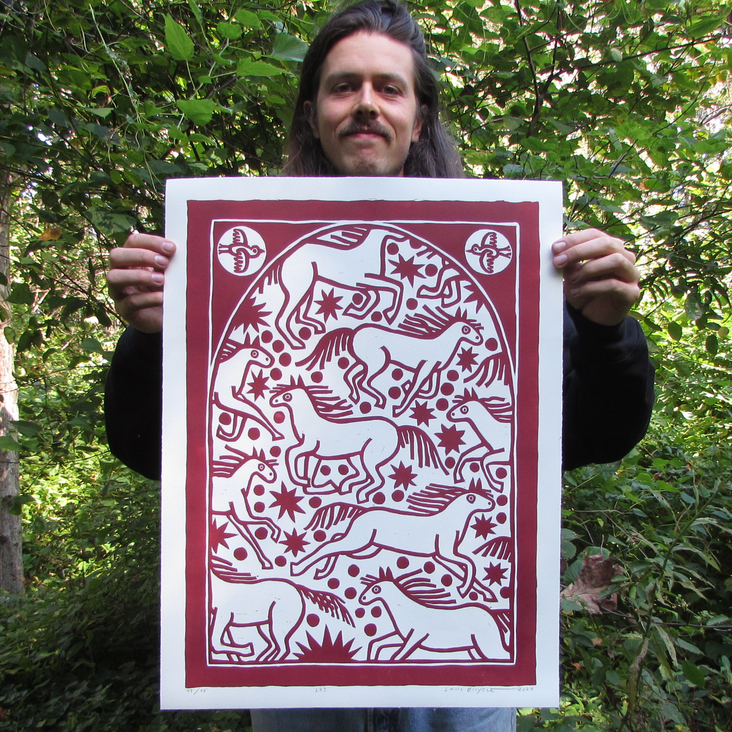 Block Print Poster / 18in x 24in / L23 (red) – louis bicycle