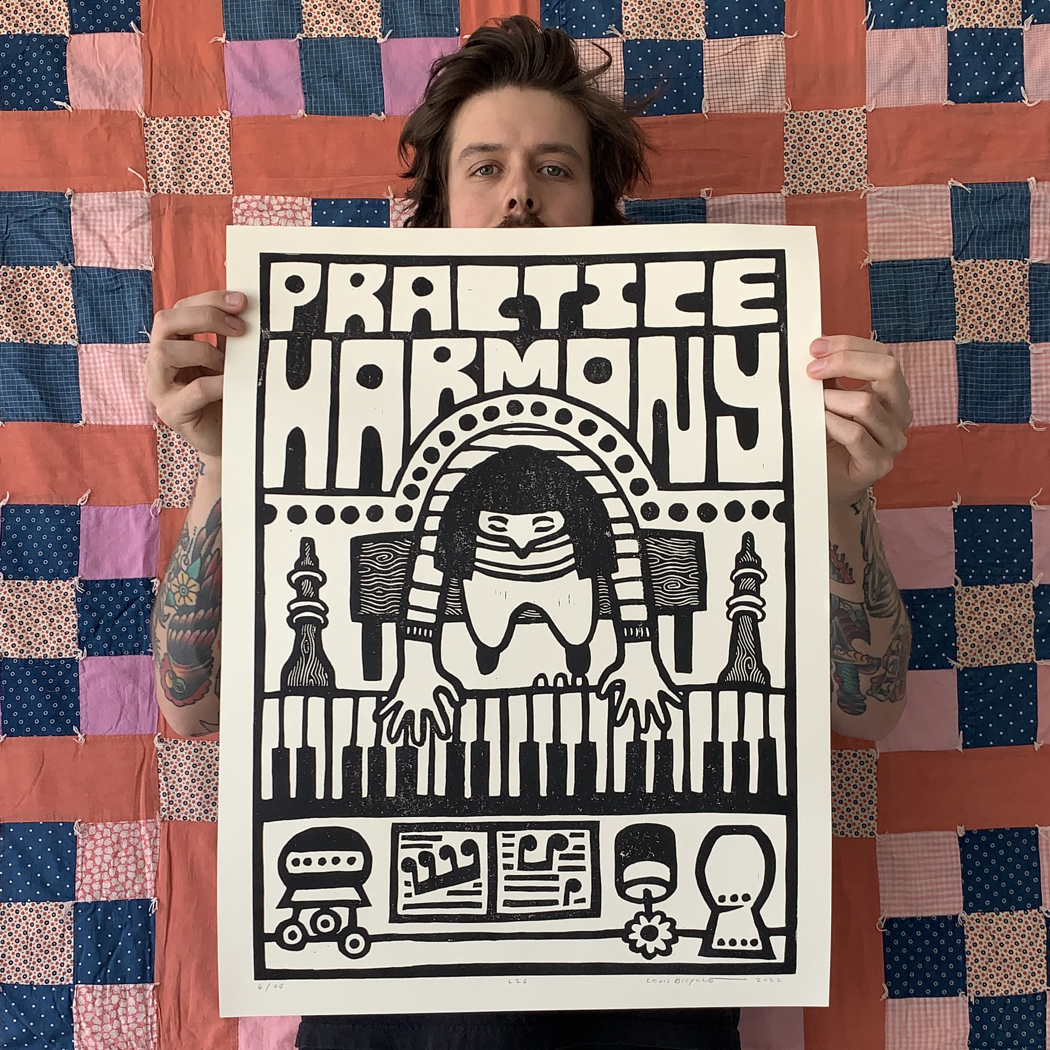 Block Print Poster / 18in x 24in / L26 – louis bicycle