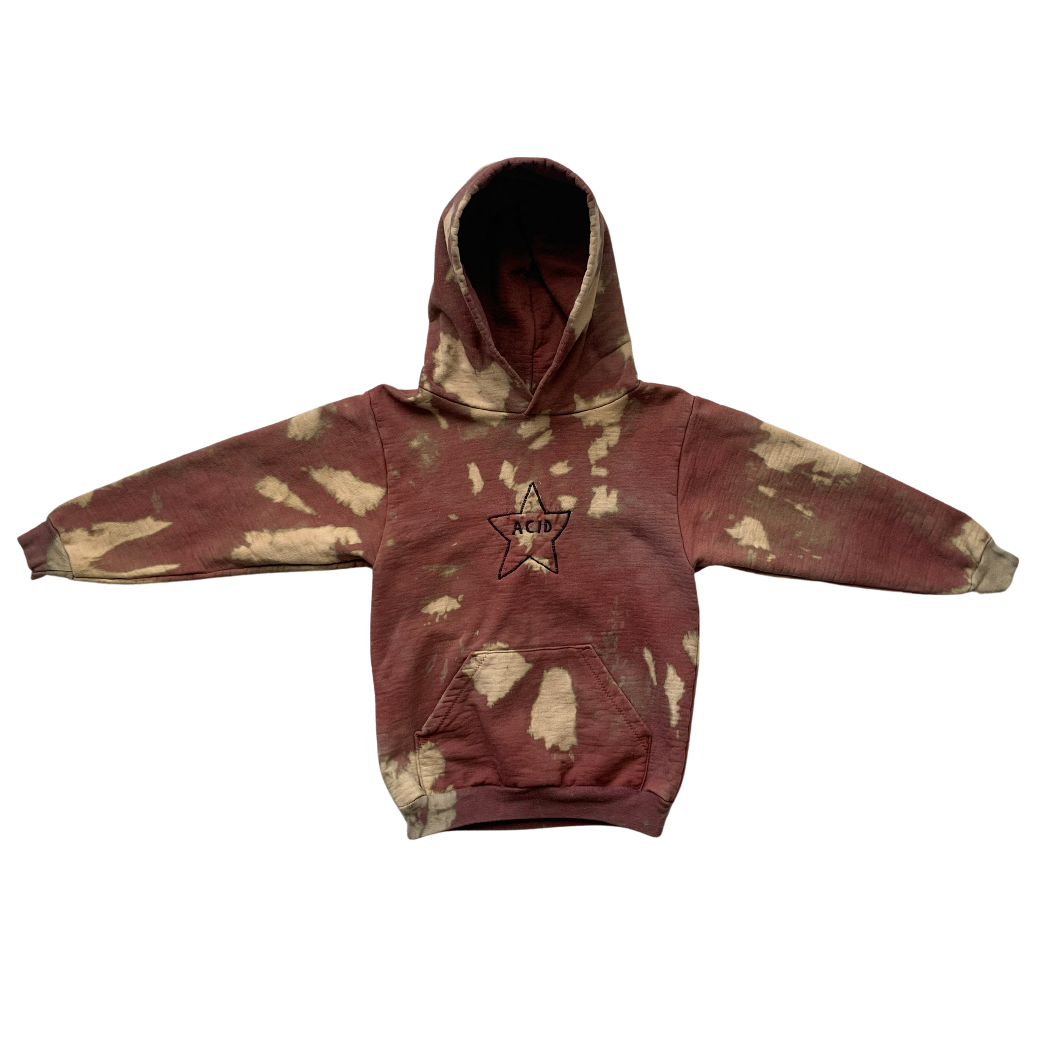 heavy fleece hoodie- organic usa cotton - embroidered and tie dyed - XS