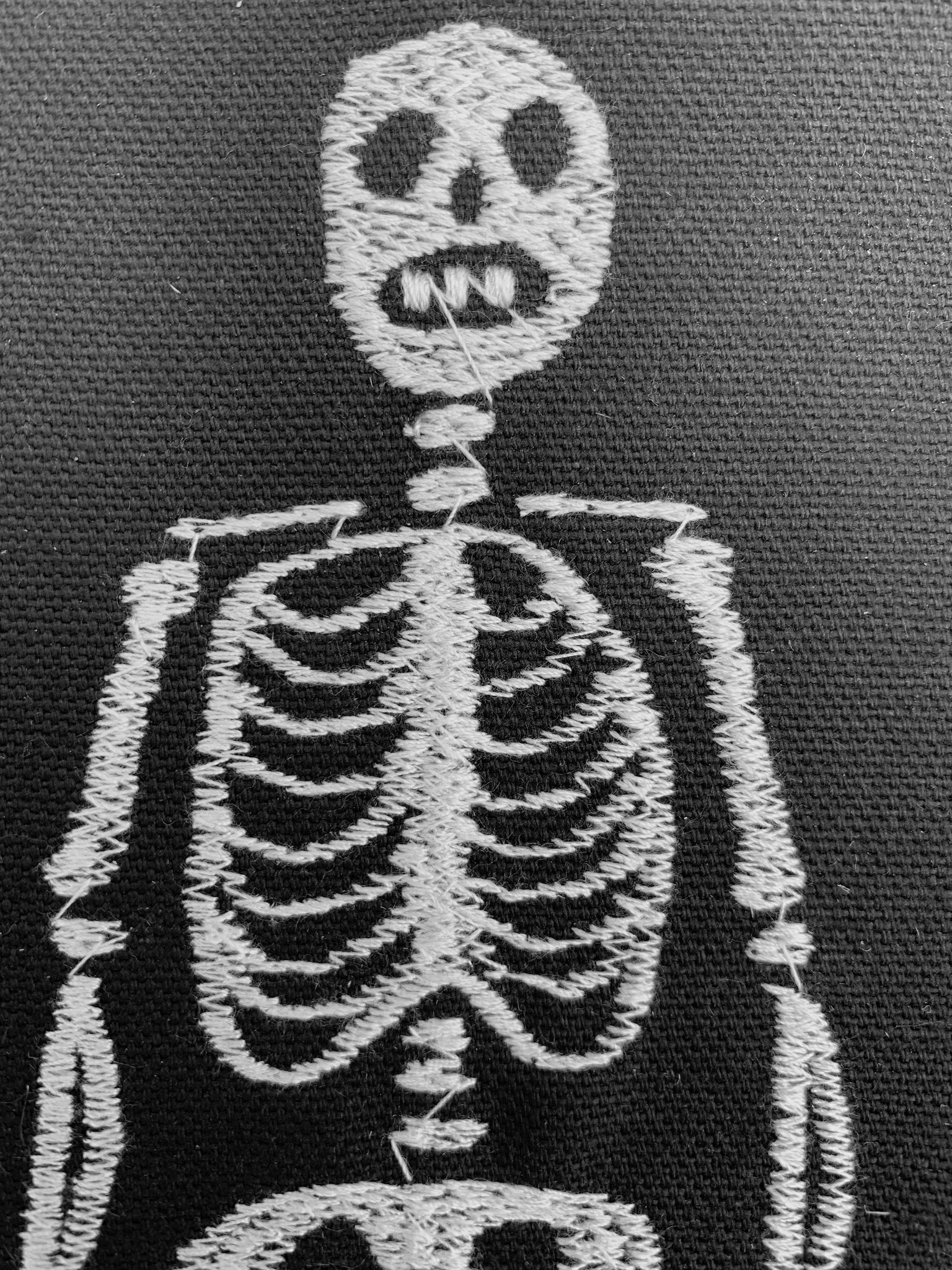 Freehand embroidered skeleton patch (one)