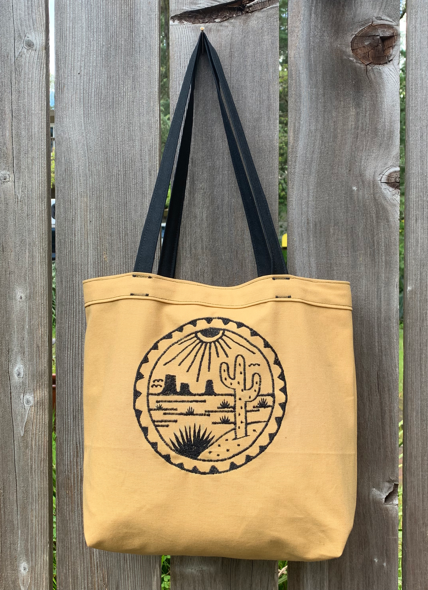 freehand machine embroidery on handmade bag by artist louis bicycle. 100% cotton made in usa