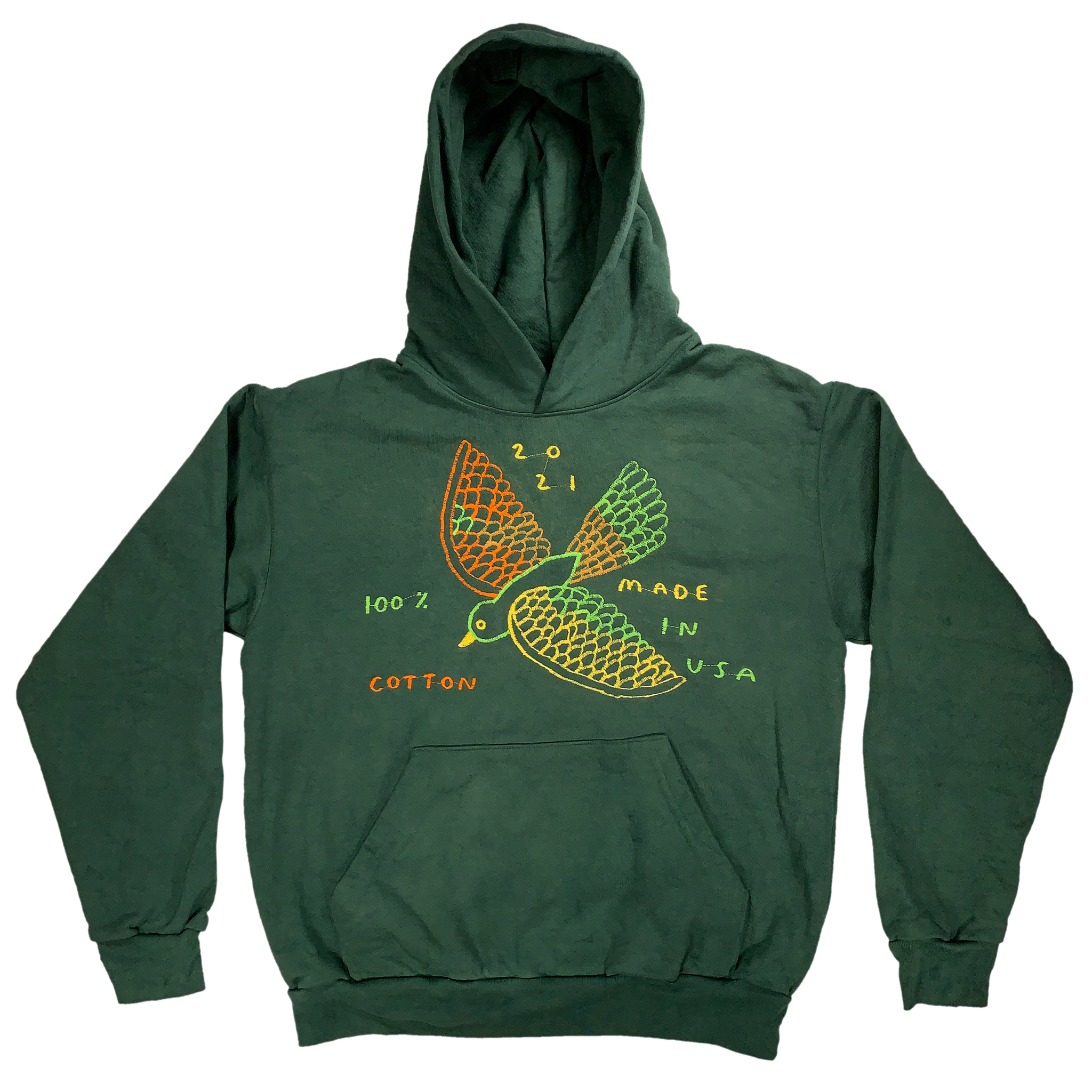 Embroidered and Dyed Heavy Cotton Hoodie - M