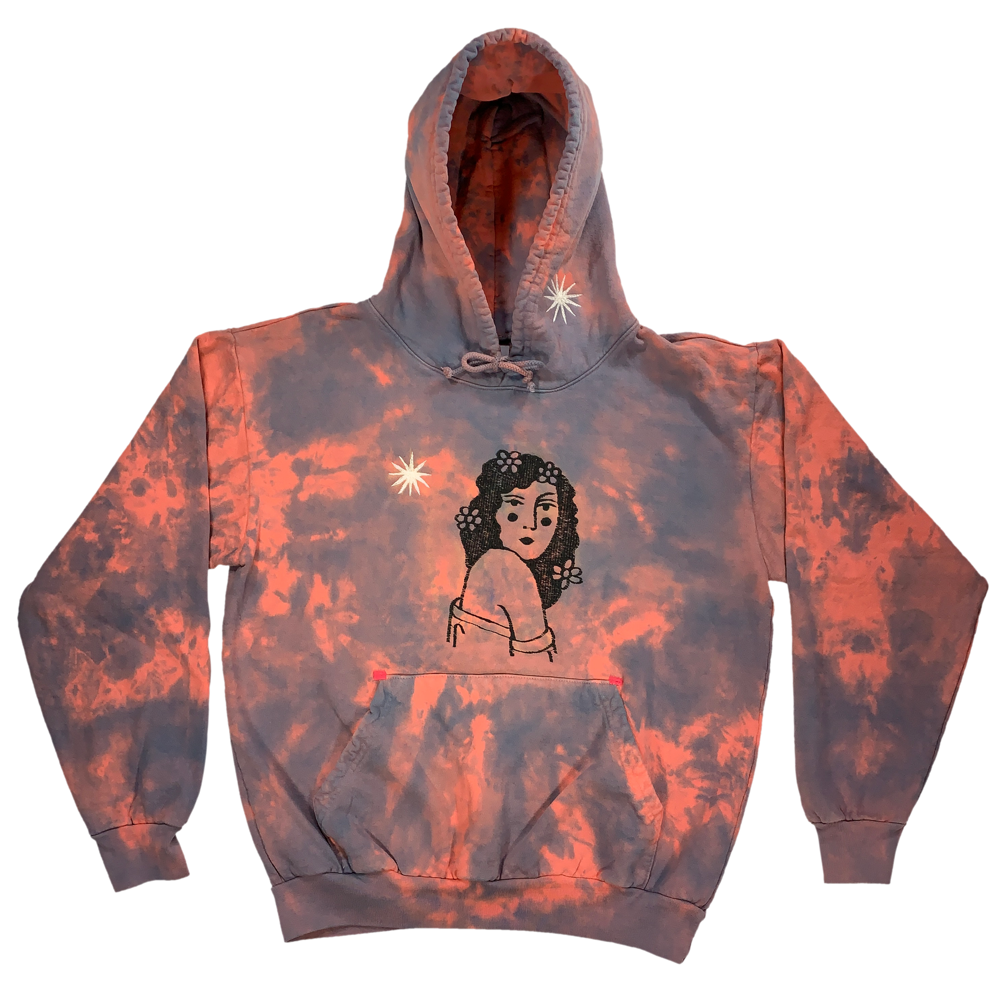 Embroidered and Dyed Cotton Hoodie - M