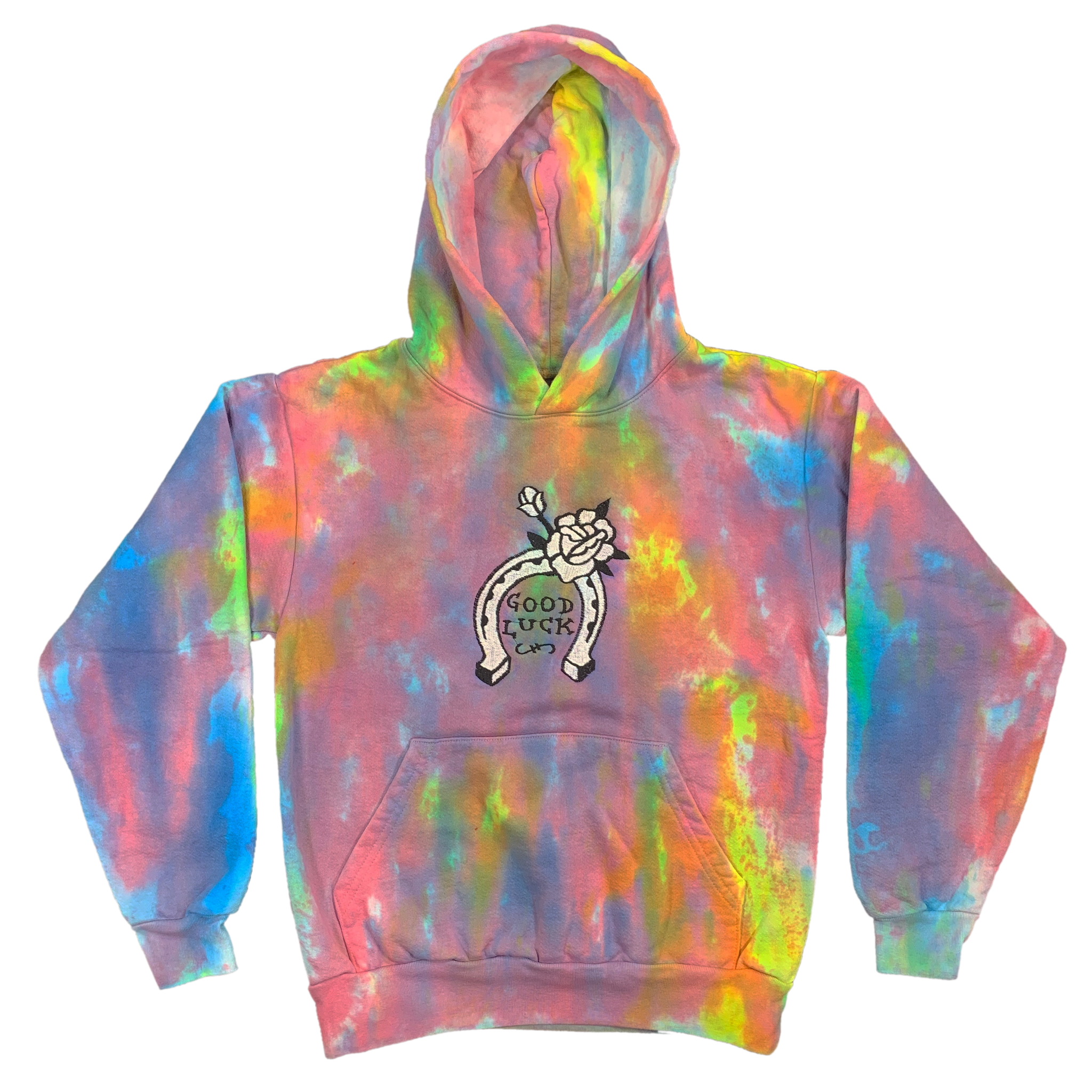 Embroidered and Dyed Heavy Cotton Hoodie - S