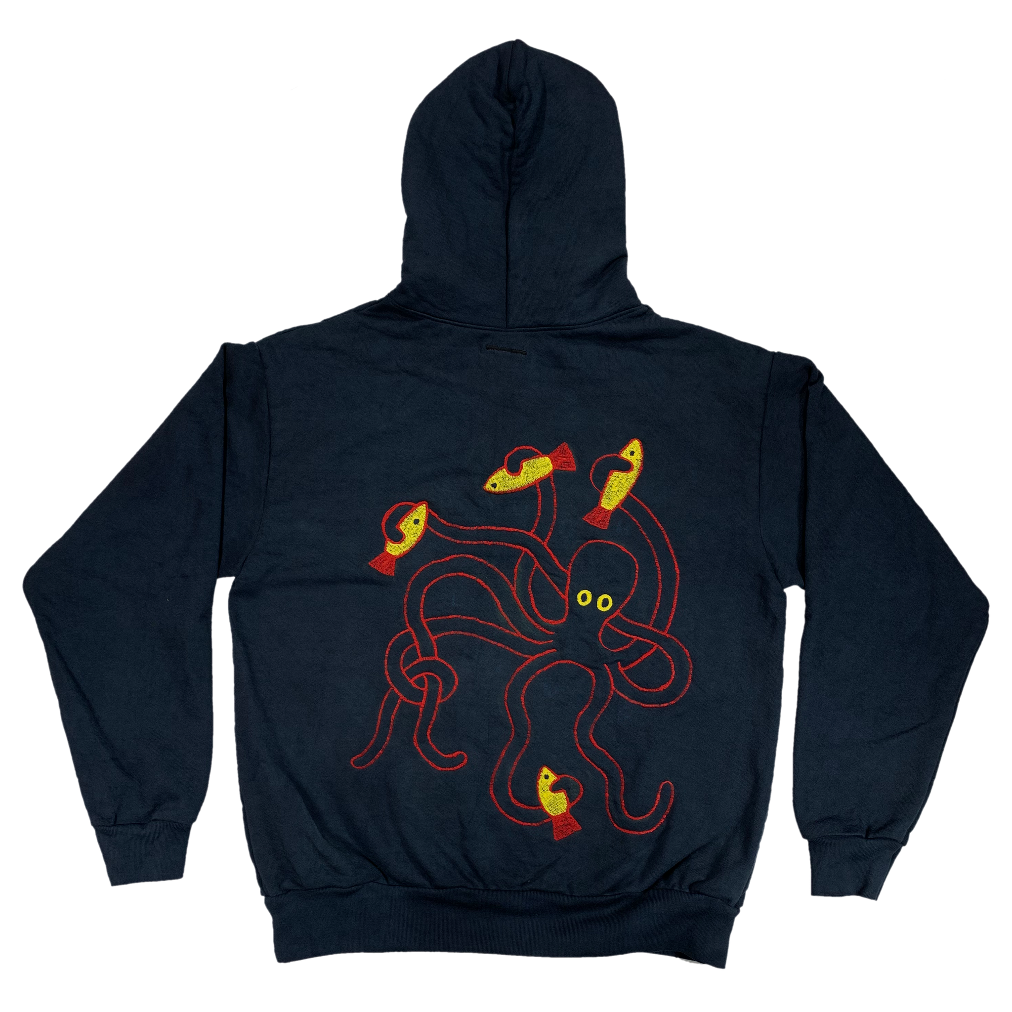 Embroidered (front + back) and Dyed Heavy Cotton Hoodie - M