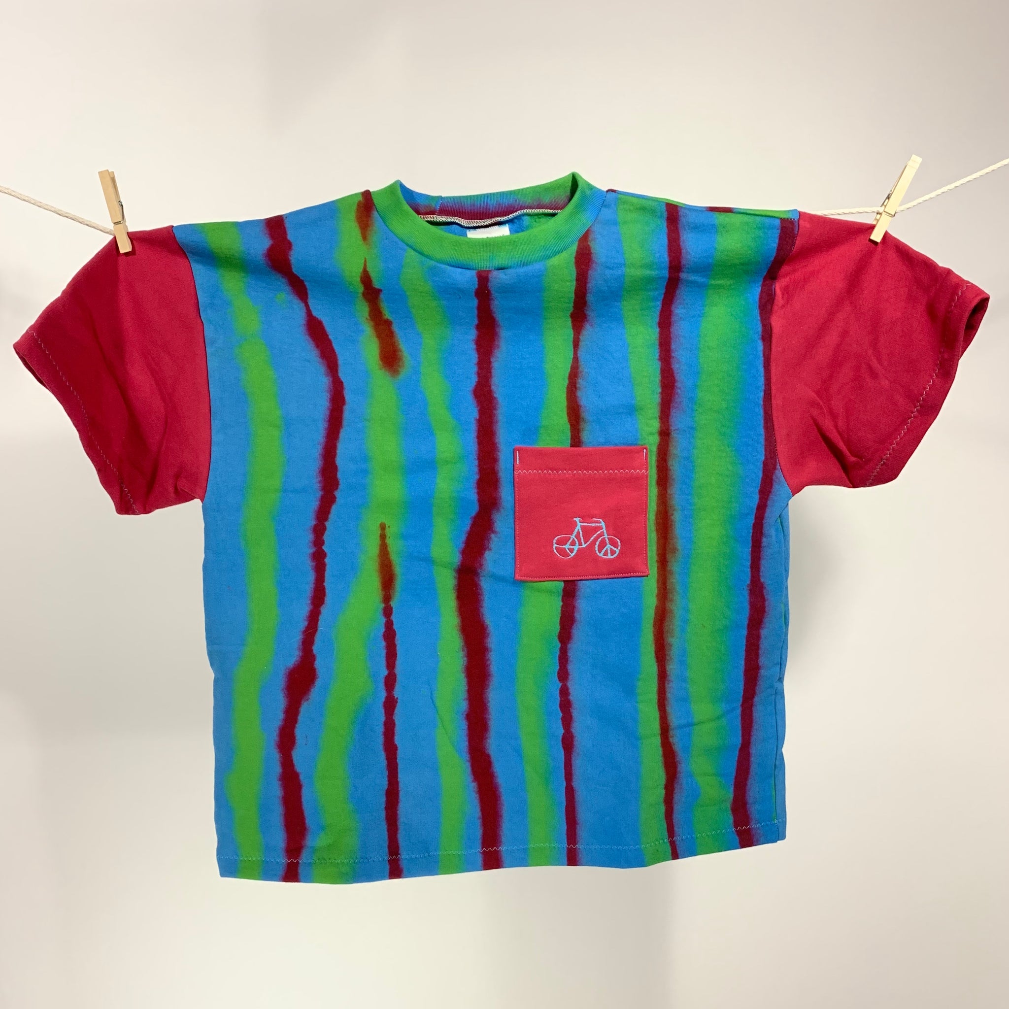 Home sewn boxy sweatshirt tee - embroidered and dyed - L