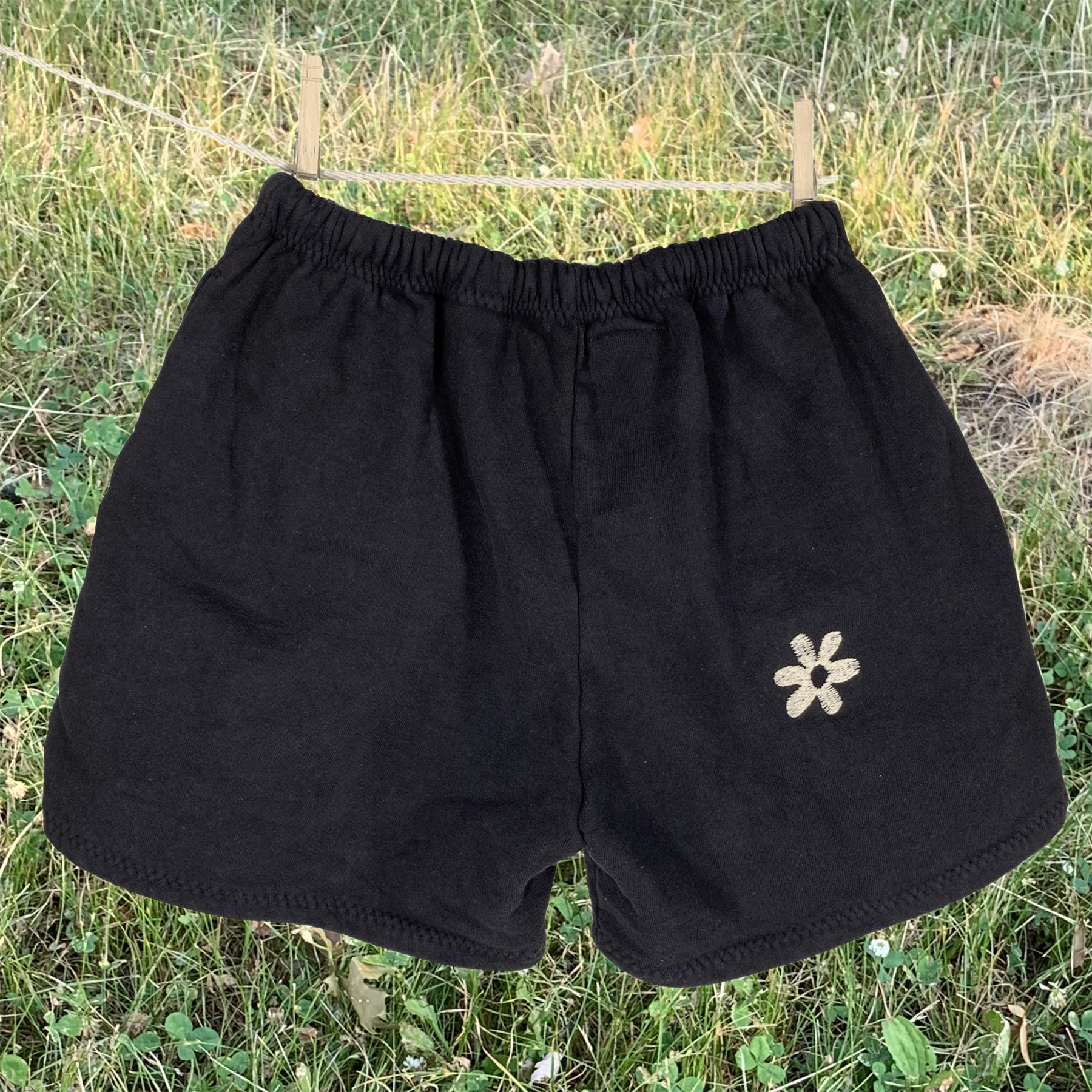 Home sewn embroidered shorts - S