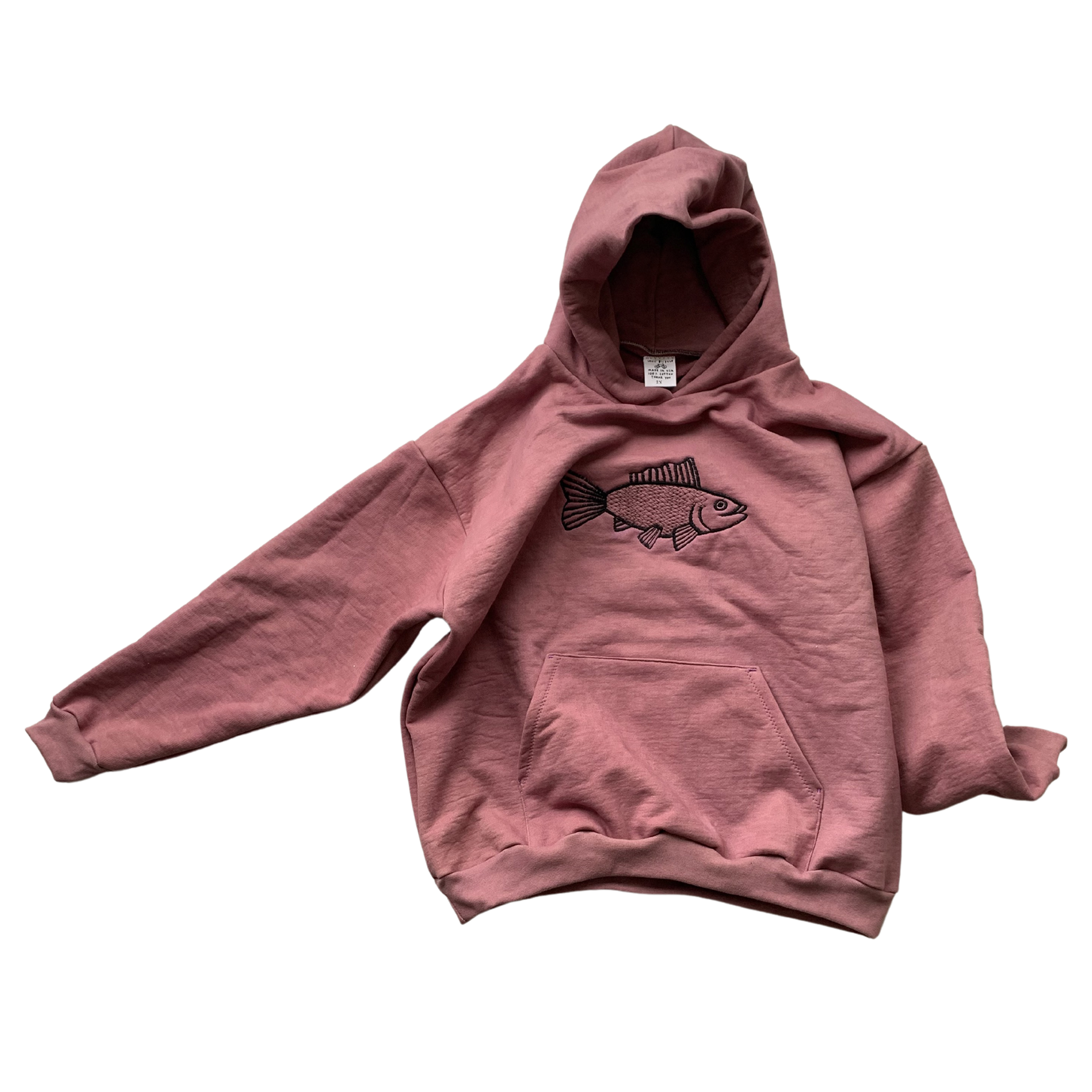 heavy fleece hoodie - organic usa cotton - embroidered - 2X