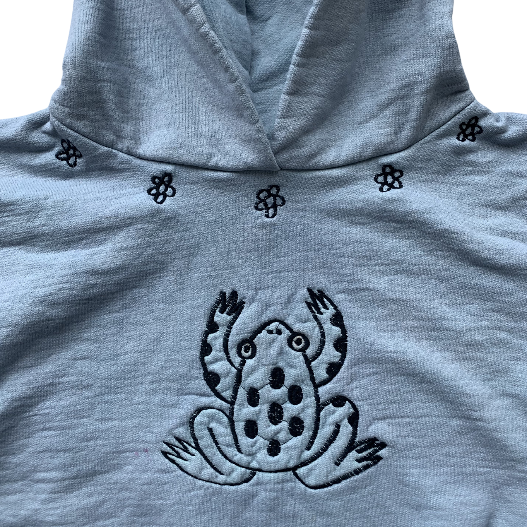 heavy fleece hoodie- organic usa cotton - garment dyed and embroidered - M SHORT
