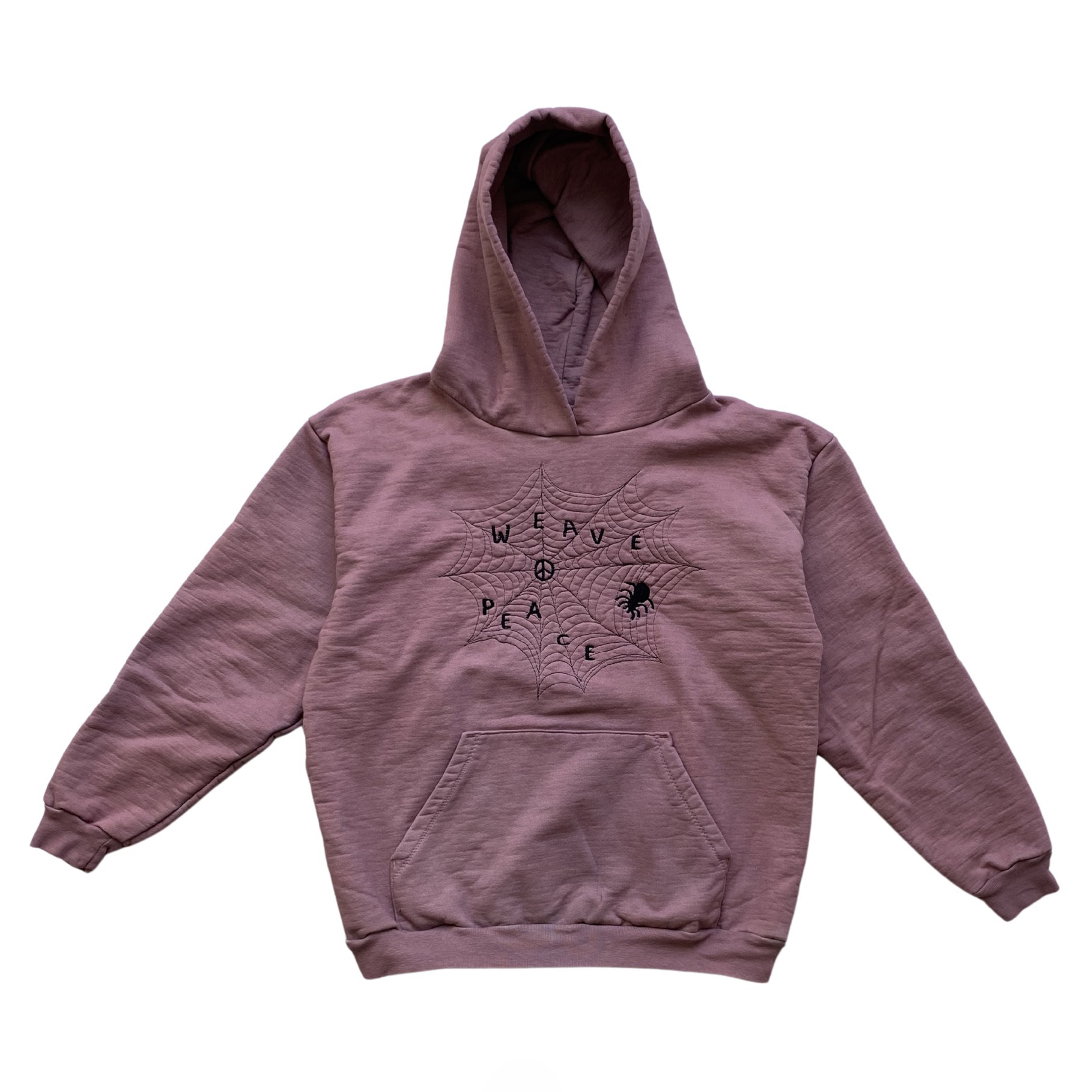 heavy fleece hoodie- organic usa cotton - garment dyed and embroidered - L