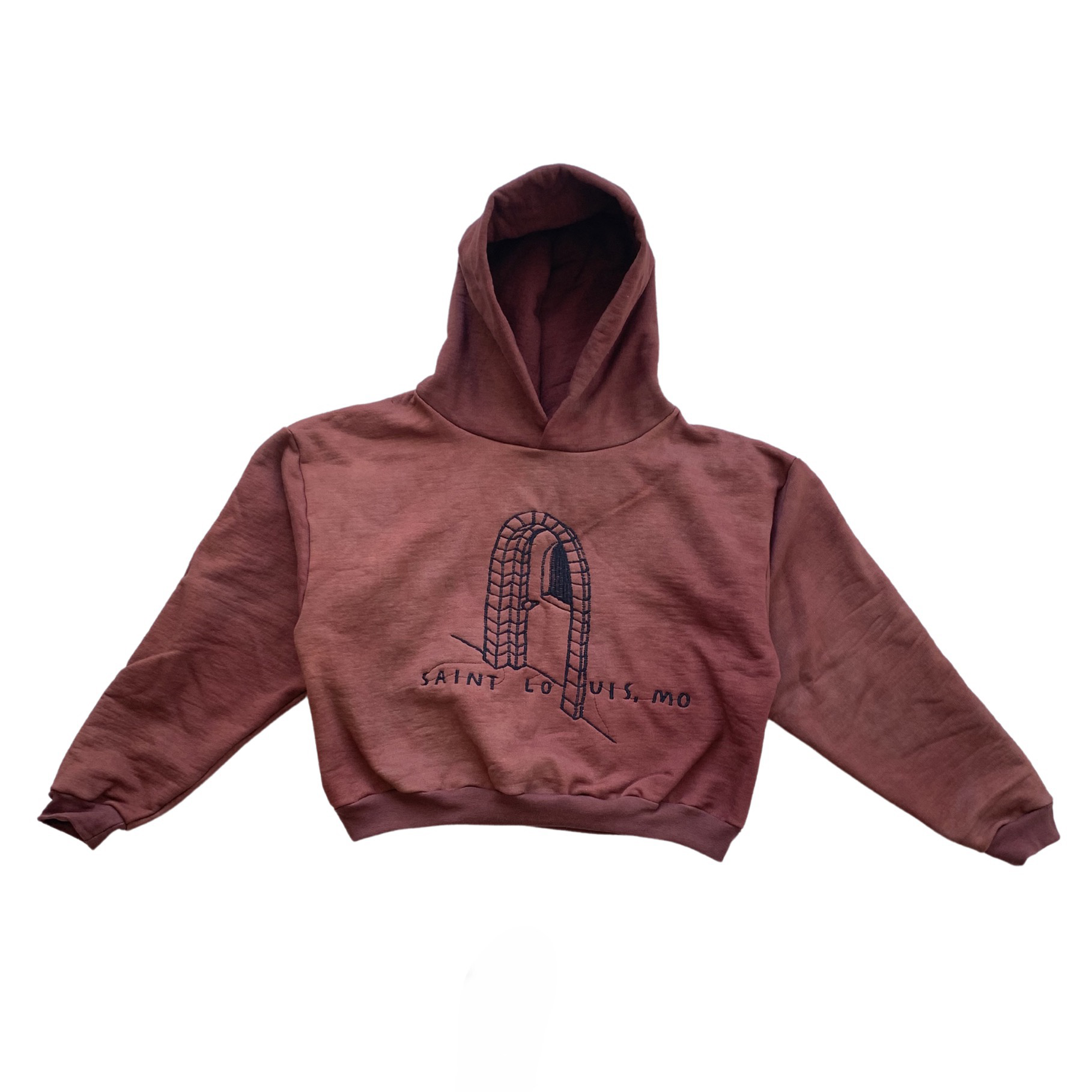 heavy fleece hoodie- organic usa cotton - embroidered - XL SHORT